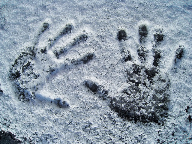 Frosty hand prints 